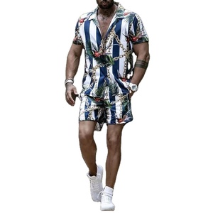 Haute qualité personnalisé hommes chemise ensembles Style à manches courtes chemise décontractée surdimensionné Shorts de plage été Streetwear hommes costumes vêtements - Product Image 1