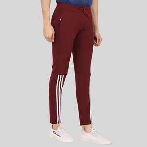 Pantalon de survêtement sportif rouge à quatre voies avec bande latérale, logo personnalisable, impression HD, délavage coloré, en Spandex/Polyester, séchage rapide, tailles homme M/L/XL - Product Image 4