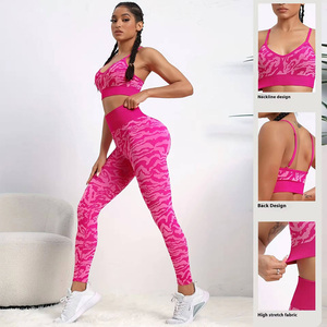 Custom 2PCS Printed Yoga Set Women High Waist <b>Butt</b> <b>Lift</b> <b>Leggings</b> Sports Bra Seamless Gym Workout Fitness Activewear - Product Image 6