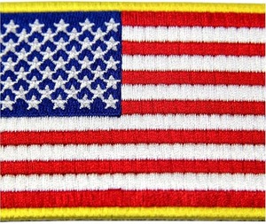 Custom USA American Flag Embroidered Patch <b>Gold</b> Border Iron On Sew On Hook Loop Uniform Backpack Embroidered Badge - Product Image 4