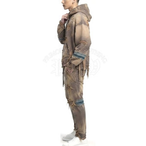 Winter Fashion Pick Hooded Distressed Tracksuit Trendy Casual Clothing Set Stylish Comfortable Matching Outfit <b>Men</b> 100% Cotton - Product Image 3