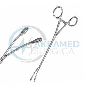 Pinces de préhension Foerster courbées à gauche 20 mm, mâchoires ovales dentelées, tige de 10 mm, en acier inoxydable, certifiées CE ISO - Product Image 4