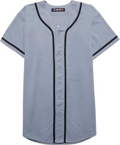Camiseta Deportiva FALOR Gris Estilo Béisbol con Ribete Negro y Botones al Frente, Material de Poliéster Resistente - Product Image 3