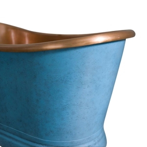 Delicate Metals DM-105 Bañera Independiente de Cobre Esmaltado Azul, Duradera, 100% Cobre, Hecha a Mano, Ovalada, Blanca, Estilo Antiguo - Product Image 3
