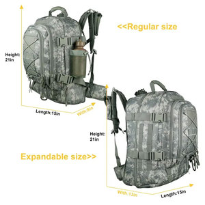 Tactical <b>Backpack</b> Camouflage <b>Nylon</b> Softback Adjustable Strap Zipper Closure Unisex 20-36L Capacity Physiological Curve Back - Product Image 6