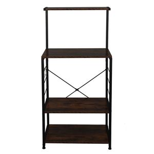 Scaffale da Cucina Vintage a 4 Ripiani in Legno con Supporti per Asciugamani - Product Image 1