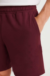 Men's Solid Color Cotton Bermuda Shorts With <b>Elastic</b> Waist And Pockets Casual Style - Product Image 3