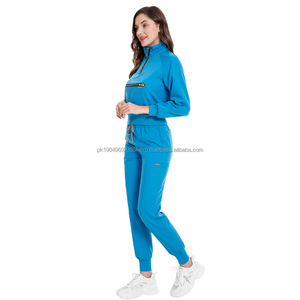 Precio de fábrica Jogger Hoodies and Pants Sets Elástico Logotipo personalizado Niñas Hospital Uniformes Scrubs Medical Nurse Uniform Sets - Product Image 3
