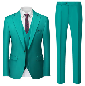 Costume d'affaires bordeaux pour homme, simple boutonnage, col à revers, mélange de laine, infroissable, coupe classique, style britannique - Product Image 2