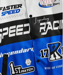 Men's Button Graphic Stand Collar Varsity Racing Motorcycle <b>Jacket</b> Streetwear Bomber Coat Casual <b>Winter</b> Car Race Outerwear - Product Image 4