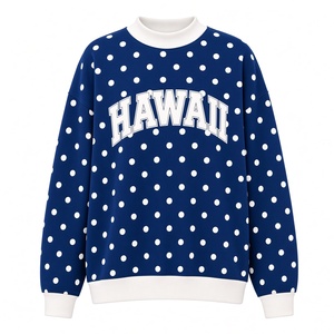 เสื้อสเวตเชิ้ตคอเต่าปักลายจุดลายทางพร้อมโลโก้สั่งทำสำหรับผู้หญิง ขายส่ง เสื้อแขนยาวทรงโอเวอร์ไซส์ - Product Image 5