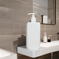 Flacon cosmétique en plastique plat de luxe de 300 ml, coins arrondis, bouchon à vis, PETG, rectangle blanc, pour soin de la peau, sérum, lotion