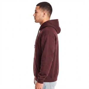 Sudadera con Capucha de Felpa Borgoña Premium para Hombre, Corte Regular, 100% Algodón, Color Sólido, Casual, Manga Larga, Invierno, Personalizada - Product Image 3