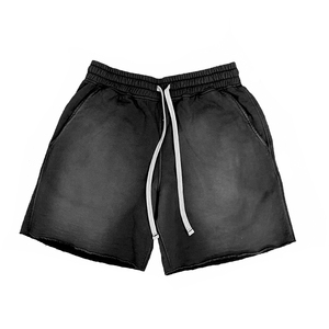 Relaxed <b>Bleached</b> Gradient Fleece Sweat Shorts Unisex Elastic Waist Drawcord Summer Casual Street Style Beach Lounge Shorts - Product Image 2