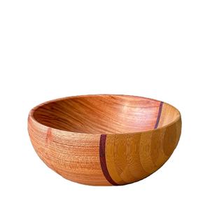 Bol de service en bois rustique, plateau en bois massif naturel pour servir des collations, des fruits et des salades, pour une utilisation sur la table de cuisine ou à manger - Product Image 3