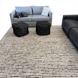 Tapis en laine épaisse tissé à la main, tapis rayé en feutre bouclé, texture de haute qualité, tapis bohème moderne, fournisseur en gros sur mesure - Product Image 2