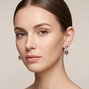 Moku <b>Jewellery</b> Tourmaline Jewelry <b>Set</b> Pendant Earrings Necklace Oval Cabochon Gemstone <b>Pink</b> Stone Drop Silver Tone Gold Tone - Product Image 6