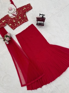 Women <b>Red</b> Embroidered <b>Lehenga</b> Choli Traditional Wedding Outfit From Indian Pakistani Style Bridal Wear - Product Image 5