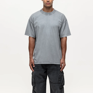 Camiseta de Hombre Nueva, Estilo Casual y Urbano, Lavado Ácido, Color Sólido, Secado Rápido, Tela de Algodón Transpirable - Product Image 1