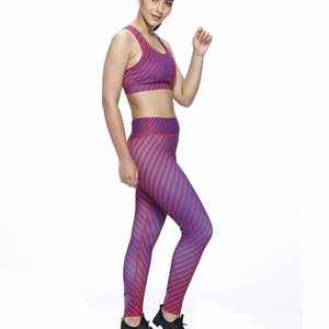 Customized Stripes Design Sublimation Print Yoga Set Best Quality Durable Wide <b>Strap</b> <b>Bra</b> & Tights For Women - Product Image 5