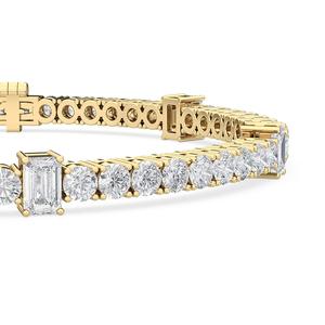 Impresionante pulsera de oro rosa con diamantes cultivados en laboratorio de 6.15 CTW, corte redondo y radiante, con líneas alternadas. - Product Image 6