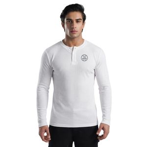 Men's Solid White <b>Cloud</b> Warm Crew <b>Neck</b> Long Sleeve 180g Lightweight Breathable Eco-Friendly Quick Dry Fitness Gym Training - Product Image 2
