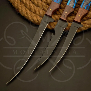 Couteau à fileter artisanal avec revêtement en poudre, lame flexible, ensemble de couteaux à fileter avec étui en cuir, couteaux de pêche personnalisés - Product Image 2