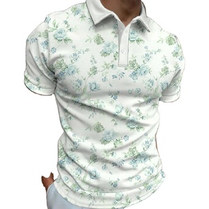 Polo informal de manga corta con estampado de flores y botones para hombre, jersey de moda, ropa de gran tamaño, ropa de Golf para hombre - Product Image 1
