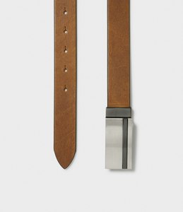 Cinturón de Cuero Vacuno Marrón con Hebilla Cuadrada de Cobre, Estilo Casual Vintage, Impermeable, 3.5cm de Ancho - Product Image 3