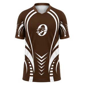 Ensemble de maillots de football marron et blanc, uniforme de football personnalisé, kit sportif léger pour équipe, tissu respirant, vêtements d'entraînement et de match - Product Image 1