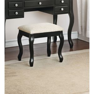 Classico Set da 1 pezzo nero con specchio aperto unico gamba camera da letto cuscino sedile sgabello trucco vanità - Product Image 5