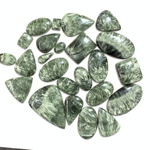 Direct de l'Inde de qualité fine cristal de séraphinite naturel Cabochon vert rond/ovale perles en vrac tailles 8mm et 9mm certifié IGI - Product Image 5