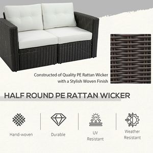 Set Divano Angolare da Esterno 2 Pezzi in Rattan PE con Braccioli Curvi e Cuscini Impermeabili per Villa, Giardino, Balcone - Product Image 4
