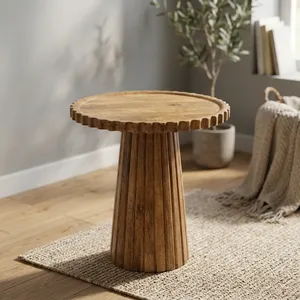 Handmade <b>Rustic</b> Round Wooden <b>Side</b> <b>Table</b> Antique Style Living Room Furniture - Product Image 5