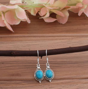 Natural Turquoise Drop <b>Earrings</b> 925 Sterling <b>Silver</b> Women Genuine Blue Gemstone Jewelry Party Wholesale December - Product Image 3