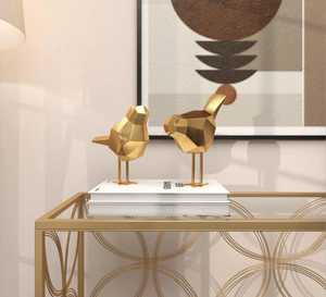 trending new Gold Plated Bird Sculptures Set Of 2 Handmade Contemporary Tabletop Decor Living Room Ornament - Product Image 6