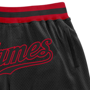 <b>Men</b> Black <b>Red</b> Sublimated Mesh Basketball <b>Shorts</b> Breathable Polyester Athletic <b>Shorts</b> Team Uniform Match Wear Apparel - Product Image 3