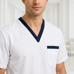 Ensemble de blouses médicales unisexe à col en V, respirant, en polyester, viscose et élasthanne, anti-boulochage, résistant aux plis, uniforme d'hôpital - Product Image 3