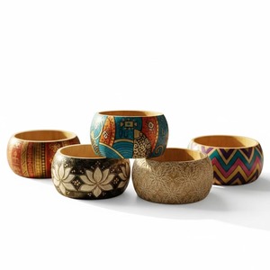 Conjunto de Joyería Tradicional para Mujer, Brazaletes de Madera de Color Natural, Accesorios de Moda Orgánicos de Lujo con Acabado Pulido - Product Image 2