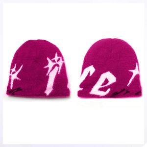 Bonnet unisexe en mohair de couleur dégradée 100% laine avec logo personnalisé Streetwear bonnets d'hiver chauds et moelleux à la mode OEM ODM - Product Image 5