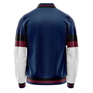 Men's Baseball Jacket Color Blocked Navy White Maroon Full Sleeve Zipper Closure Regular Fit Polyester Sportswear - Product Image 2