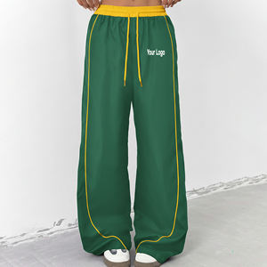 Pantalones deportivos de cintura alta 100% nailon para mujer, diseño recto con ribetes, precio mayorista asequible - Product Image 1