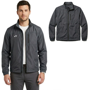 Hot Selling Custom <b>Lightweight</b> Utility Grey Nylon Windbreaker Men's <b>Jackets</b> Full Zip Stand Collar Outdoor Casual OEM Outerwear - Product Image 2