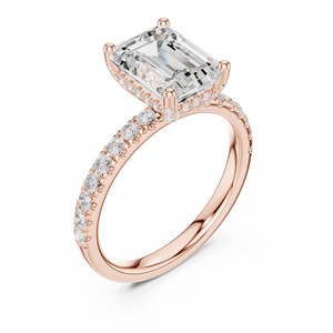 Anillo de Compromiso Art Deco con Moissanita Esmeralda Deslumbrante Vinson Project, con Incrustaciones de Piedras Laterales, Chapado en Oro de 18K, Anillo de Acero Inoxidable - Product Image 4