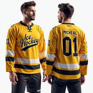 Ice Hockey Jersey Men's Red Black V-Neck Full Sleeve Sublimated Print Moisture Wicking Polyester Sport Apparel - Product Image 6