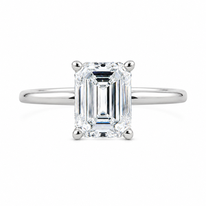 Anillo de compromiso solitario de diamante cultivado en laboratorio con corte esmeralda de lujo, oro blanco de 18 quilates, anillo de boda personalizado para mujer - Product Image 1