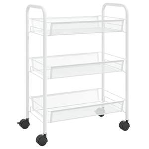 <b>3</b>-<b>Tier</b> White Iron Kitchen <b>Trolley</b> 18.1"x10.2"x25.2" Kitchen Islands & Carts - Product Image 2