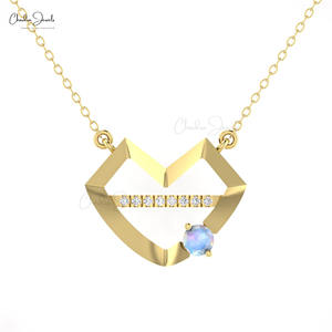 Vendeur Vérifié Collier Cocktail en Pierre de Lune Arc-en-ciel Naturelle Ronde de 4 mm, Or Massif 14 carats, Diamant G-H, Bijoux Fins pour Soirée, Lot - Product Image 2