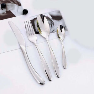 Ensemble de couverts de table en acier inoxydable au design moderne et luxueux, comprenant des fourchettes, des couteaux, des cuillères, compatibles lave-vaisselle - Product Image 1