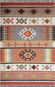 Alfombra Kilim de Lana Hecha a Mano Estilo Boho, Alfombra Tribal del Suroeste, Alfombra Geométrica en Tonos Tierra Neutros, Decoración Rústica para Piso de Casa de Campo - Product Image 5
